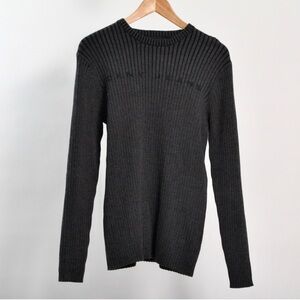 NWT DKNY Women’s Grey Ribbed Knit Cotton Jumper –Y2K Vintage Sweater, Medium NEW
